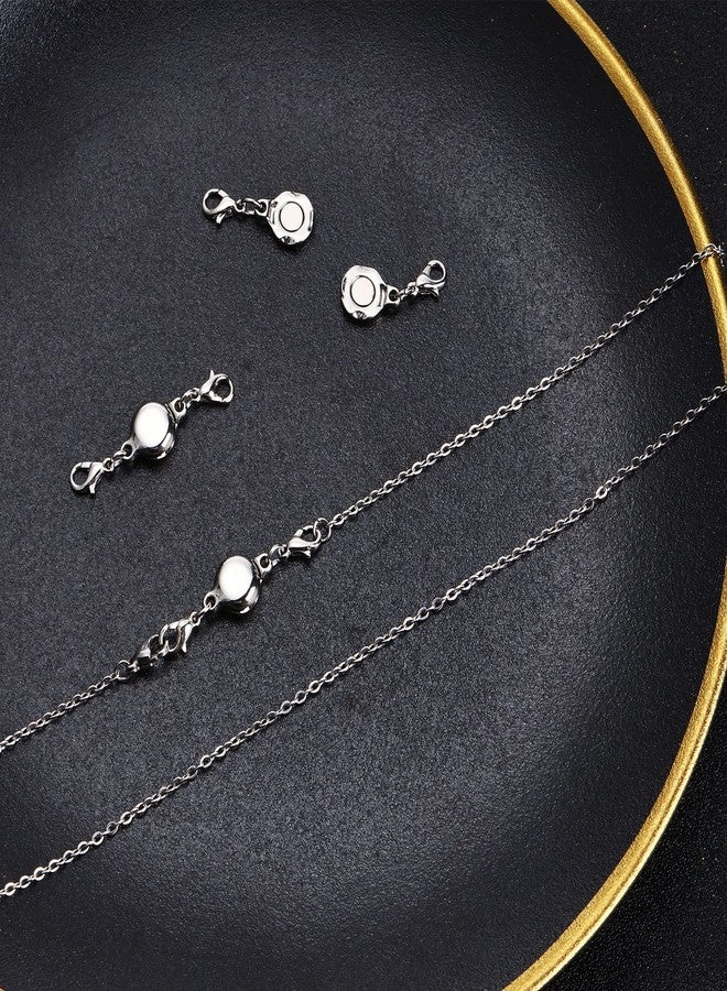 Mtlee 10 Pieces Silver Magnetic Necklace Clasp Round Jewelry Magnetic Clasps for Necklaces Bracelet and Closures Helper Jewelry Making Extender - Image 4