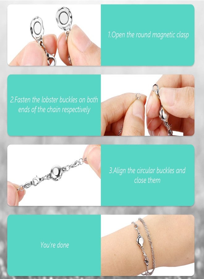 Mtlee 10 Pieces Silver Magnetic Necklace Clasp Round Jewelry Magnetic Clasps for Necklaces Bracelet and Closures Helper Jewelry Making Extender - Image 5