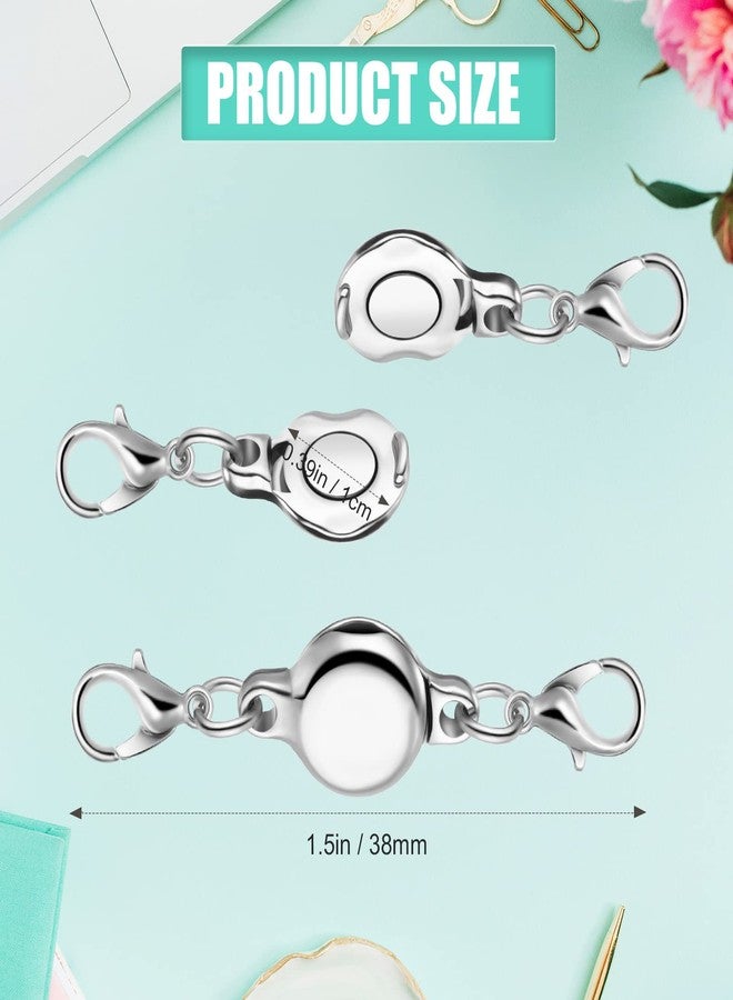 Mtlee 10 Pieces Silver Magnetic Necklace Clasp Round Jewelry Magnetic Clasps for Necklaces Bracelet and Closures Helper Jewelry Making Extender - Image 2