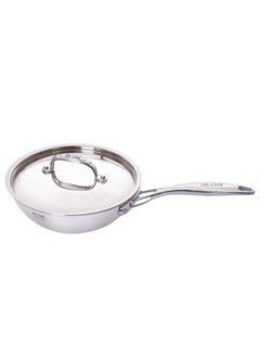 ALDA Alda Tri-Ply Stainless Steel Wok Pan 22 Cm with Lid (Long Handle) 