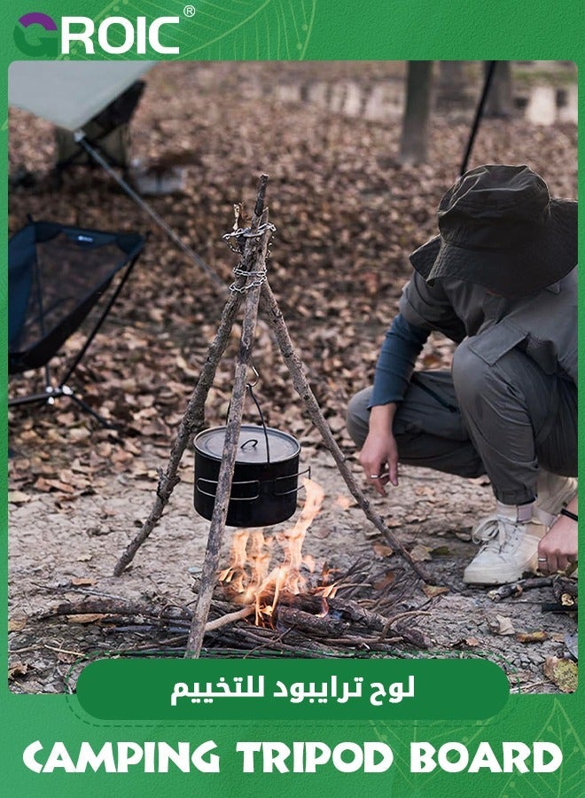 GROIC Camping Tripod Board Accessories - Turn Branches into Campfire for Cooking,Portable Gadget with Adjustable Chain Picnic Hanging Pot Cookware Accessory Storage Bag - Image 5