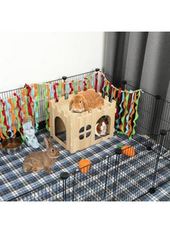 BWOGUE BWOGUE Large Wooden Rabbit House and Hideouts Bunny Castle Detachable Small Animal Play Hideaway Rabbit Hideout Cage Accessories for Indoor Adult Rabbit Guinea Pig Chinchilla Habitat  - Image 5