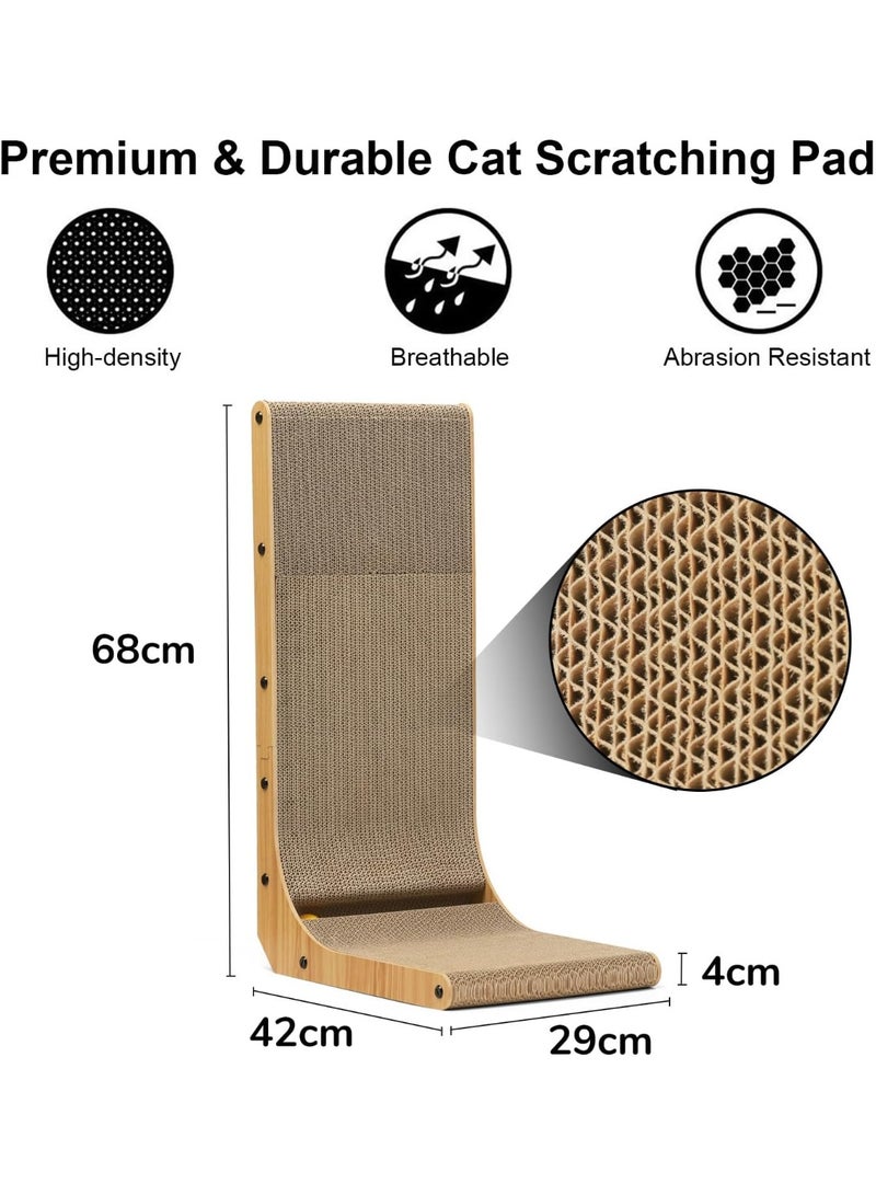 JOGAMS Cat Scratcher 26.8 Inch L Shape Cat Scratch Pad Wall Mounted Cat Scratching Cardboard with Ball Toy for Indoor Cats - Image 3