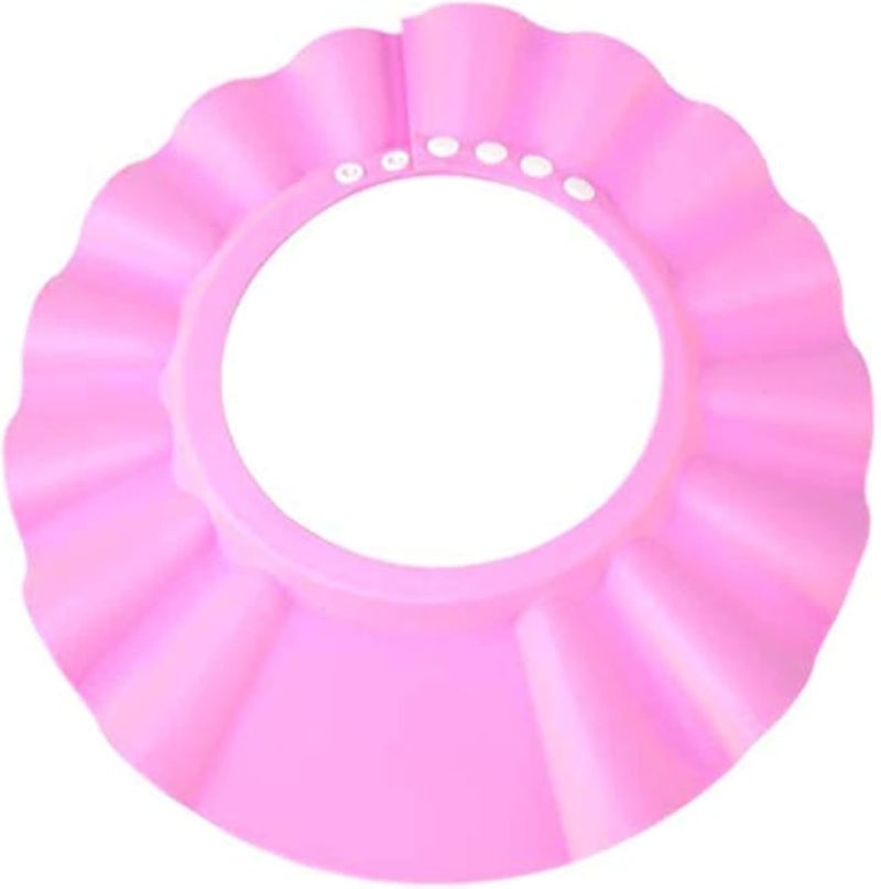 Safe shampoo shower bathing protection bath cap soft adjustable visor hat for toddler, baby, kids, children - pink
