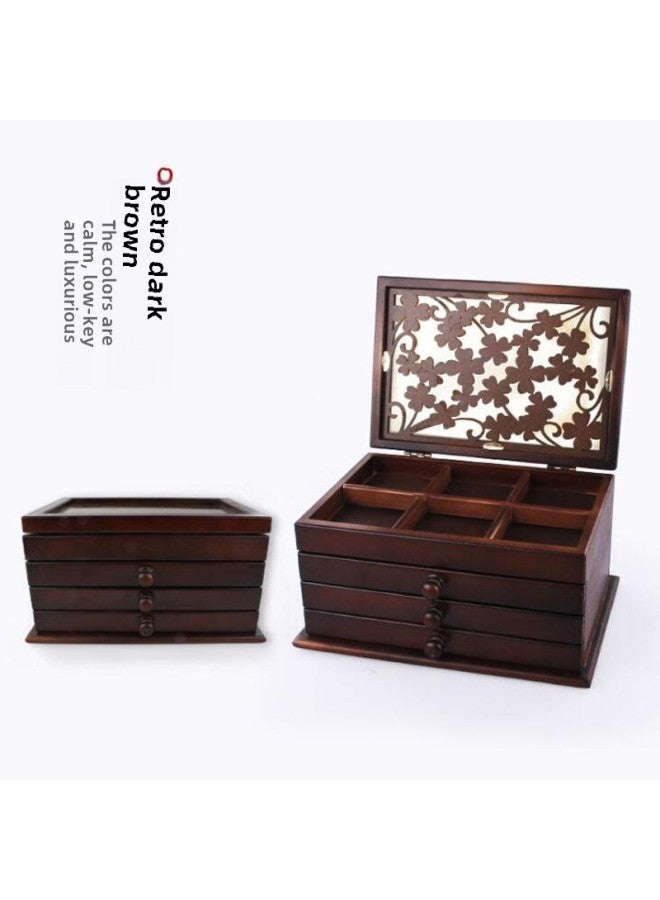 Multifunctional Children's Teeth Storage Box Baby Teeth Storage Fetal Hair Umbilical Cord Collection Storage Memorial Hand And Foot Print Box-Color:Wood Color Gold Ink Pad - Image 3