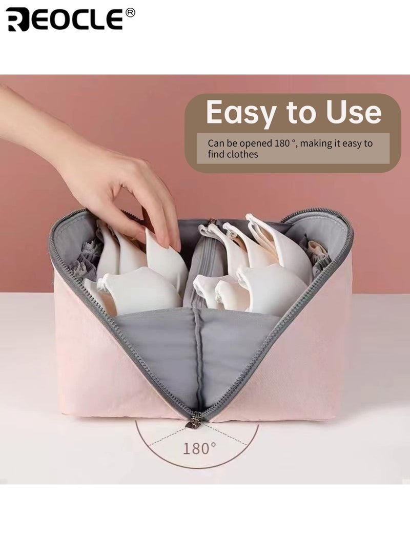 ريوكل حقيبة منظم الملابس الداخلية للسفر حمالة صدر محمولة وحقيبة تخزين الملابس الداخلية مع بطانة مكعب تعبئة كبير للملابس الداخلية والجوارب التجميلية وأكثر مثالية للسفر والاستخدام المنزلي للجنسين - Image 4