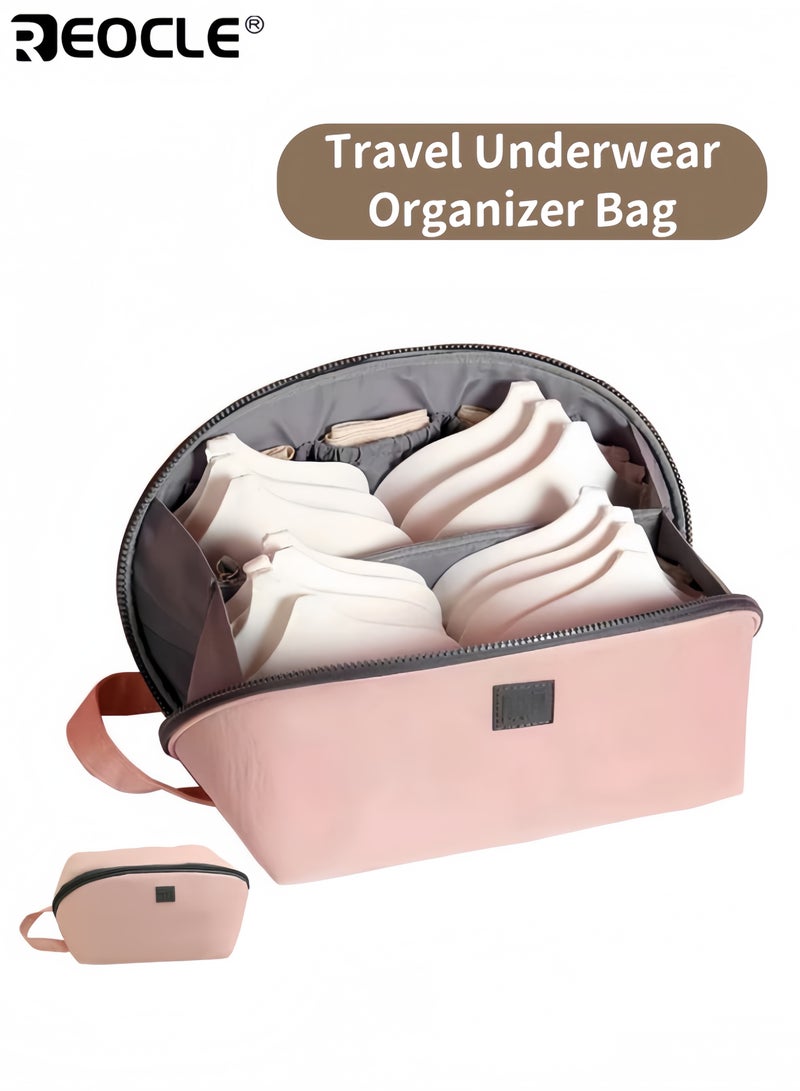 ريوكل حقيبة منظم الملابس الداخلية للسفر حمالة صدر محمولة وحقيبة تخزين الملابس الداخلية مع بطانة مكعب تعبئة كبير للملابس الداخلية والجوارب التجميلية وأكثر مثالية للسفر والاستخدام المنزلي للجنسين - Image 1