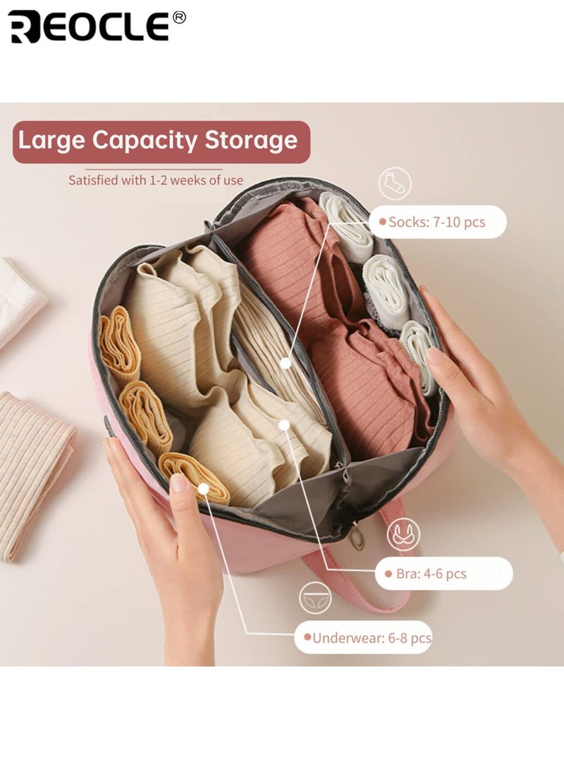 ريوكل حقيبة منظم الملابس الداخلية للسفر حمالة صدر محمولة وحقيبة تخزين الملابس الداخلية مع بطانة مكعب تعبئة كبير للملابس الداخلية والجوارب التجميلية وأكثر مثالية للسفر والاستخدام المنزلي للجنسين - Image 3