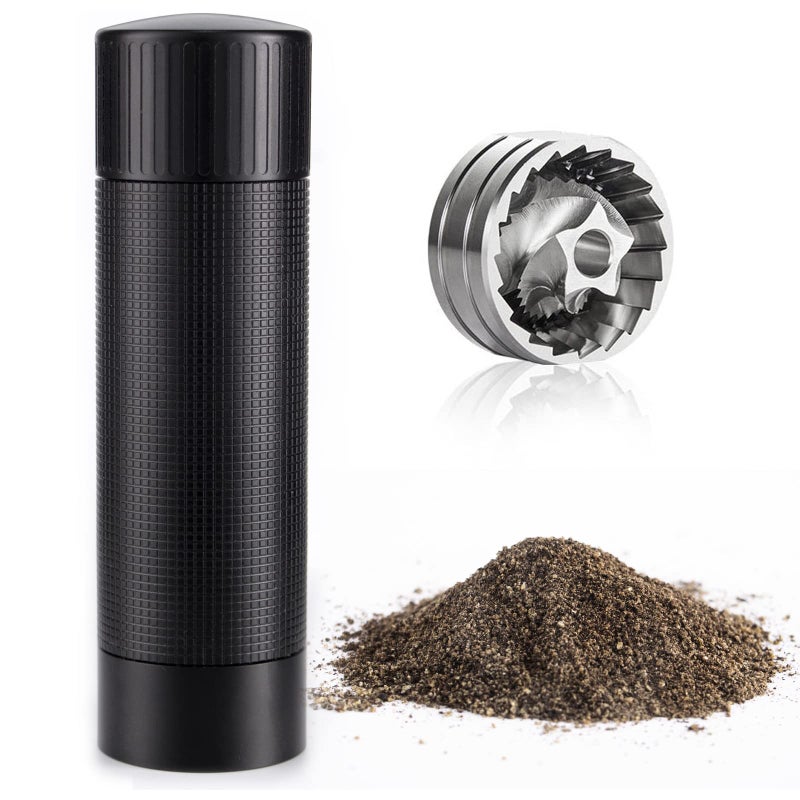 Luvan Pepper Grinder Mill Heavy Duty Aluminum Manual Pepper Mill Professional Grade Pepper Grinder with Stainless Steel Blade and Adjustable Coarseness Black Pepper Mill Grinder Refillable Gift Set