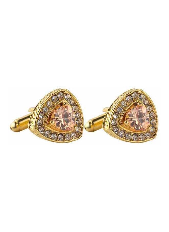 NIBEMINENT - Crystal Studded Triangle Diamante Cufflinks - Image 1