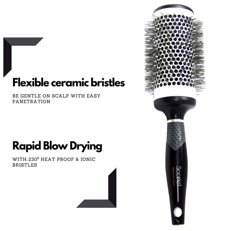 Scarlet Line Professional Matte Extra Large Hot Curling Hair Brush with Ceramic Bristle and Anti Slip Rubber Grip on Handle for Men n Women 53 mm - Image 3