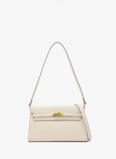ELLA gold accent structured buckle detailed shoulder bag