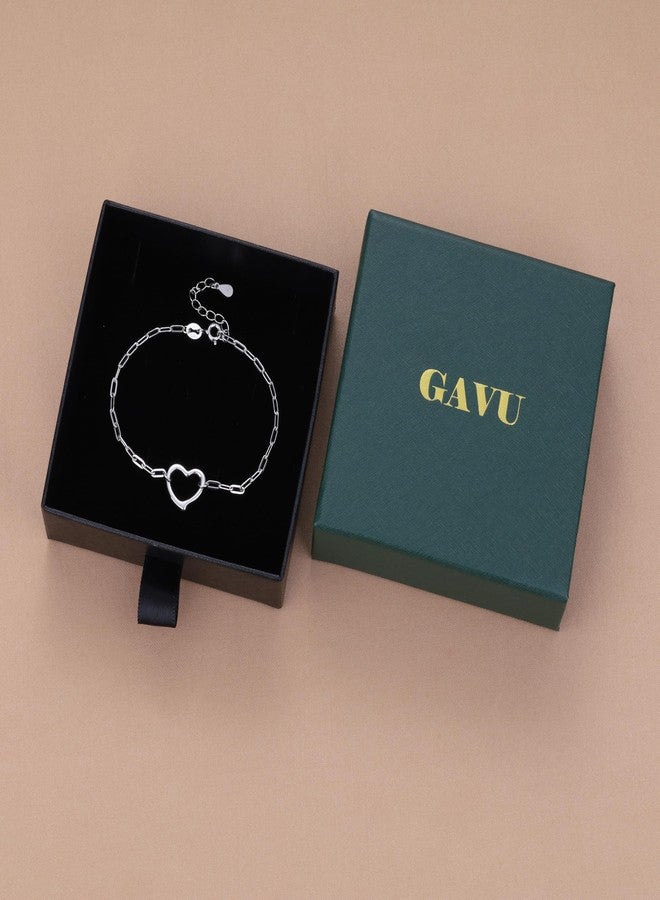 GAVU 925 Sterling Silver Bracelet for Women, Dainty Link Chain Heart Love Bracelet for Women - Image 5