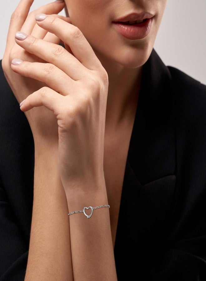 GAVU 925 Sterling Silver Bracelet for Women, Dainty Link Chain Heart Love Bracelet for Women - Image 3