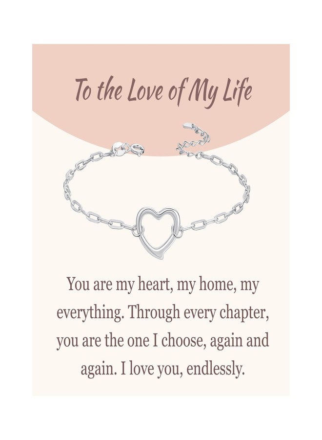 GAVU 925 Sterling Silver Bracelet for Women, Dainty Link Chain Heart Love Bracelet for Women - Image 1