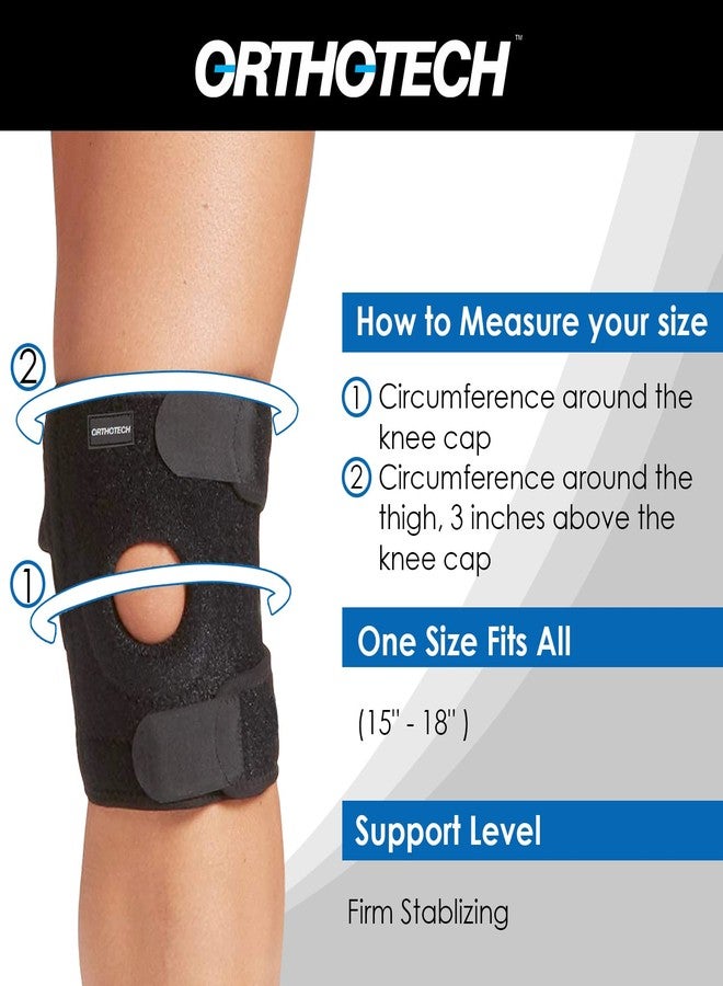 Orthotech Open Knee Support Patella Brace with adjustable Breathable Stabilizer for Compression Knee Cap for Knee Pain Relief Sports for Men (Pack of 1, Black) - Image 5