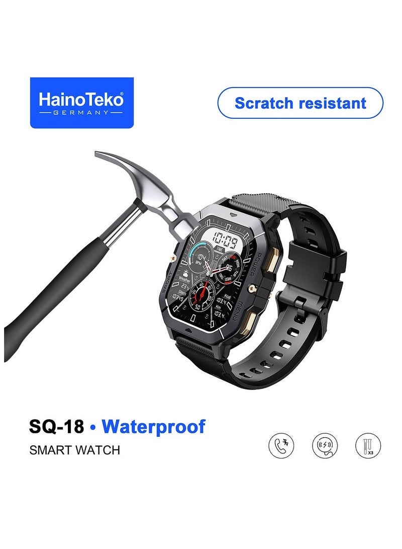 Haino Teko SQ-18 Waterproof Smartwatch Black – Scratch-Resistant AMOLED Display, Large Screen, 3 Interchangeable Straps, Heart Rate Monitor, Sleep Tracking, Fitness Features, Long Battery Life, Durable Design, Includes Charging Cable, Perfect for Men - Image 4