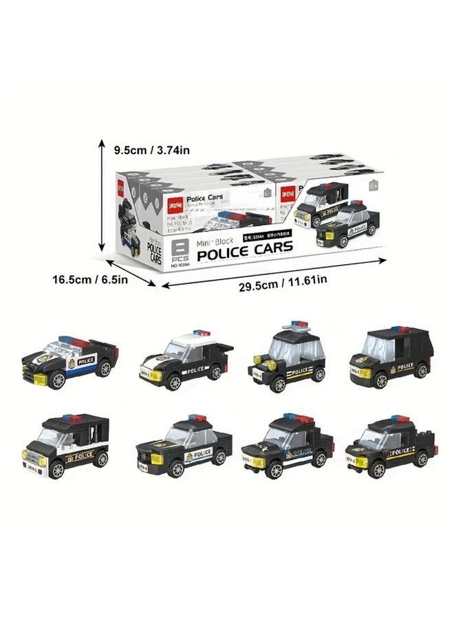 8 PCS Mini Police Car Building Blocks Set For Creative Play And Skill Development - Image 3