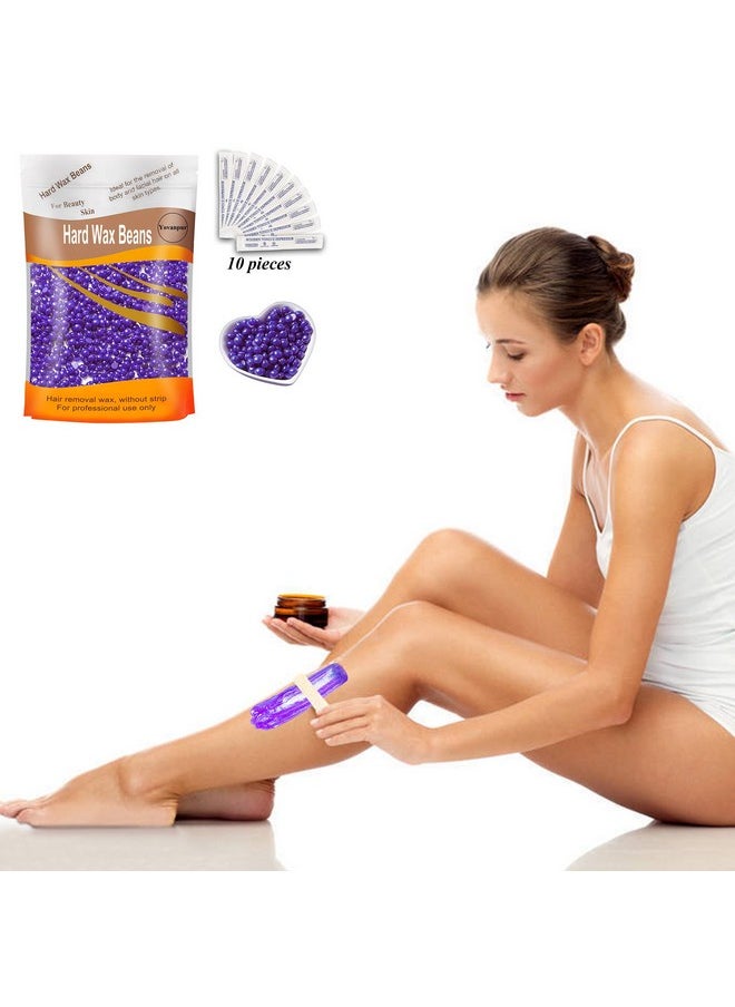 Yovanpur Yovanpur Women Hair Removal Hard Wax Beans Hard Body Wax Beans For Facial Arm Legs 300G/Bag With 10Pcs Wax Spatulas (Lavender)  - Image 3