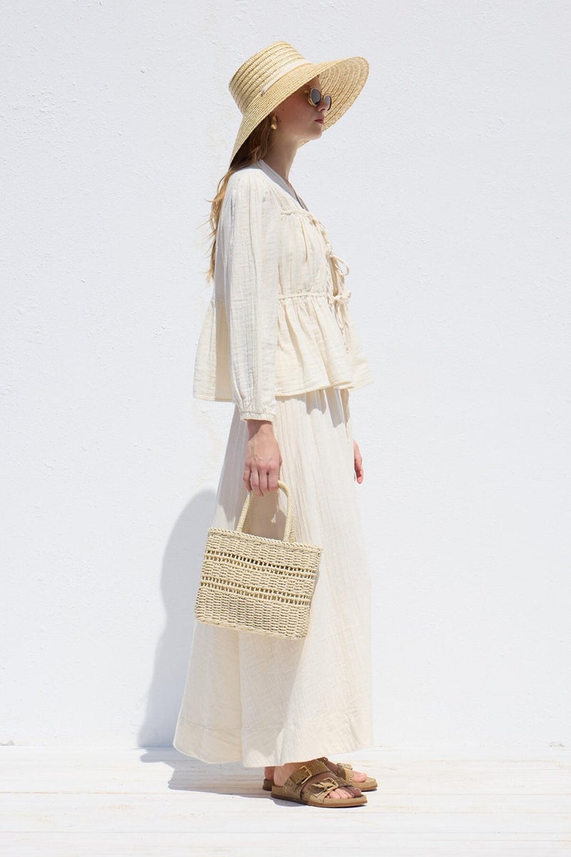 Manuka Tie Detailed Muslin Blouse Ecru  - Image 4