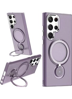 Compatible with Magnetic Samsung Galaxy S23 Ultra Case with 360 Rotation Magnetic Invisible Stand Compatible with MagSafe, Translucent Matte Backfor Samsung Galaxy S23 Ultra (2023) 6.8" Cover-Purple