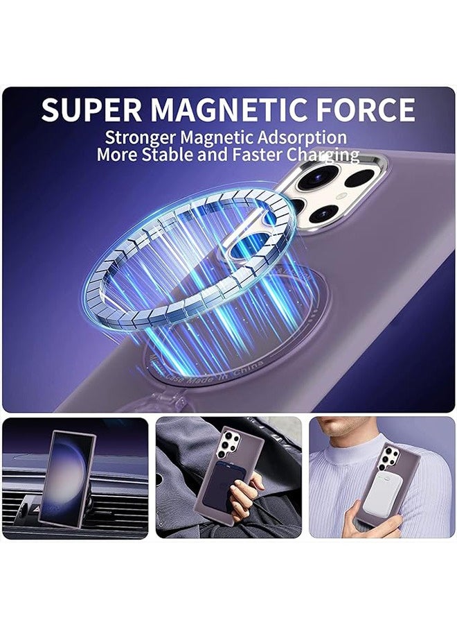 Generic - Compatible with Magnetic Samsung Galaxy S23 Ultra Case with 360 Rotation Magnetic Invisible Stand Compatible with MagSafe, Translucent Matte Backfor Samsung Galaxy S23 Ultra (2023) 6.8" Cover-Purple - Image 1