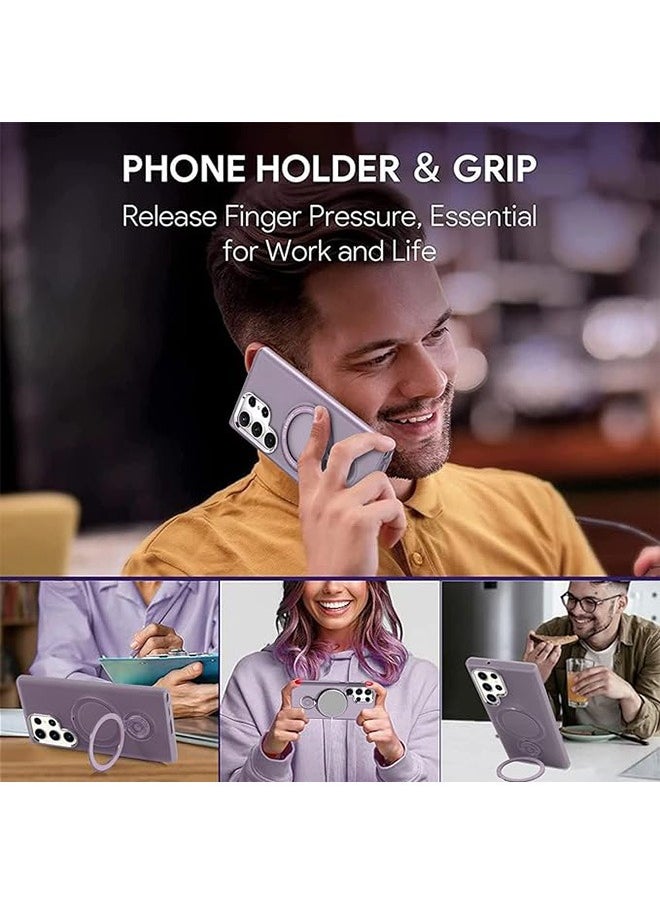 Generic - Compatible with Magnetic Samsung Galaxy S23 Ultra Case with 360 Rotation Magnetic Invisible Stand Compatible with MagSafe, Translucent Matte Backfor Samsung Galaxy S23 Ultra (2023) 6.8" Cover-Purple - Image 1