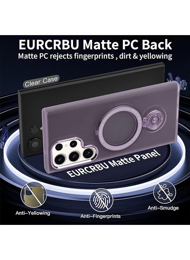 Generic - Compatible with Magnetic Samsung Galaxy S23 Ultra Case with 360 Rotation Magnetic Invisible Stand Compatible with MagSafe, Translucent Matte Backfor Samsung Galaxy S23 Ultra (2023) 6.8" Cover-Purple - Image 1