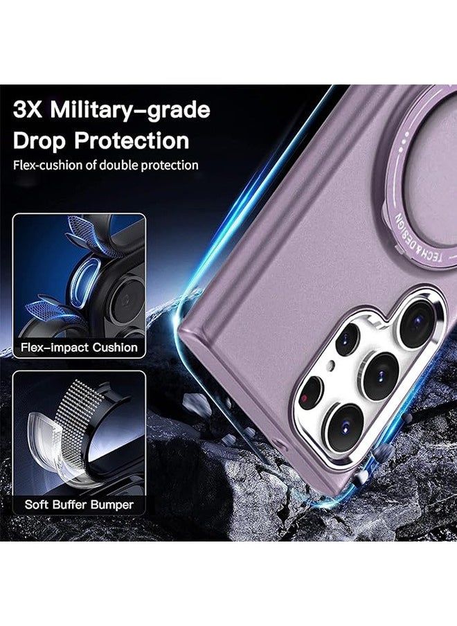 Generic - Compatible with Magnetic Samsung Galaxy S23 Ultra Case with 360 Rotation Magnetic Invisible Stand Compatible with MagSafe, Translucent Matte Backfor Samsung Galaxy S23 Ultra (2023) 6.8" Cover-Purple - Image 1