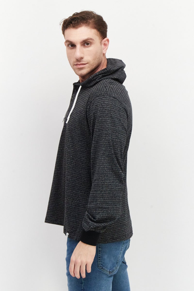 Sovereign Code Men Hooded Long Sleeves Stripe Sweatshirts, Black - Image 2