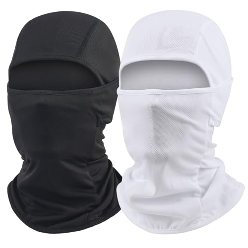 AILONSHAWN Black & White Ski Mask for Men Women 2 Pack Balaclava Face Mask Summer Shiesty Masks Full Head Cover Motorcycle Helmet Sun UV Protection - Image 1