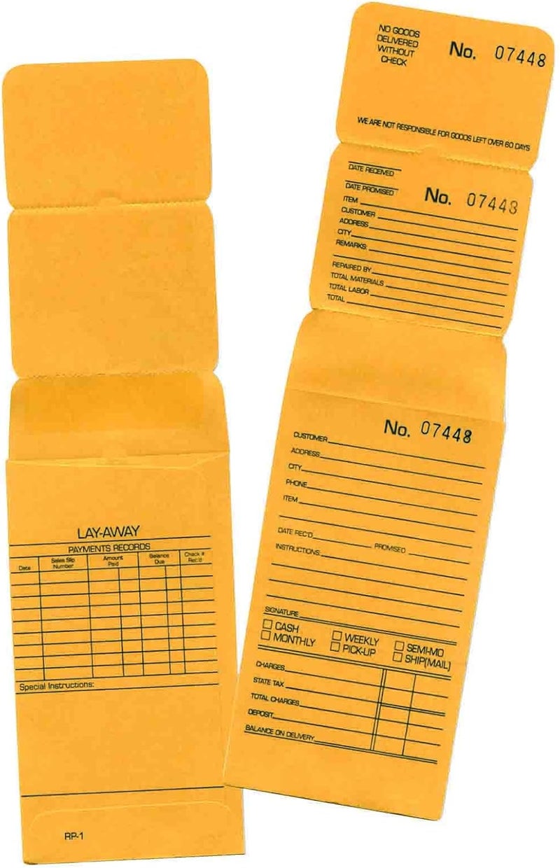 100 Jewelry Repair Envelopes Numbered in Consecutive Order