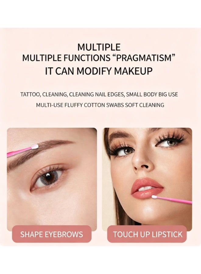 cosmiracle 100Pcs Pure Cotton Swabs, Makeup Corrector for Eyeliner, Eyeshadow & Lip Liner, Lash Application Tool, Portable Beauty Helper for Beginners - Image 2