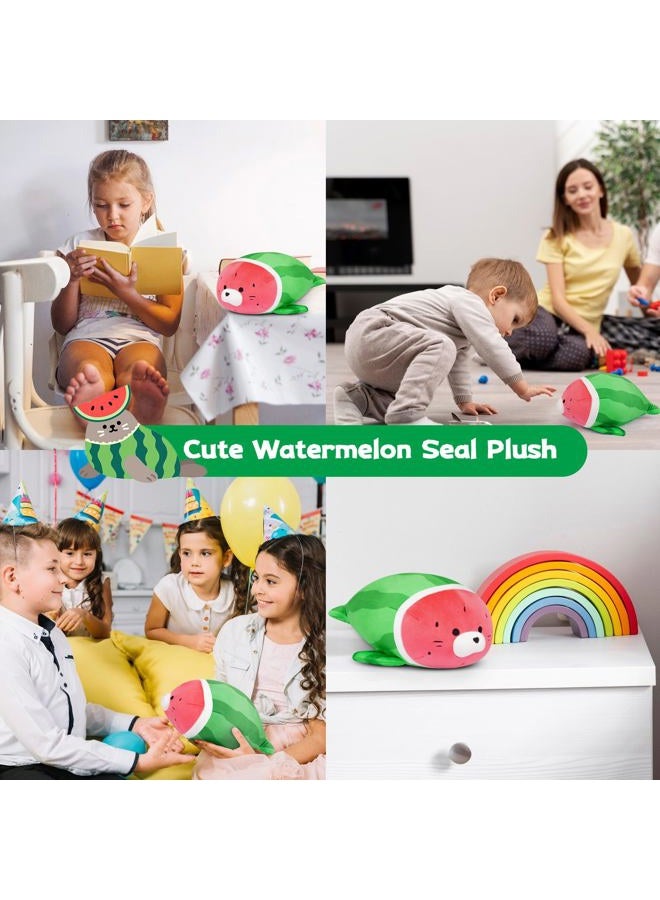 Leokawin Weighted Stuffed Animals - 9 Inch Weighted Watermelon Seal Plush,Cute Seal Stuffed Animal Small Plush Pillow,Soft Kawaii Weighteds Plushie Watermelon Seals Toy Gifts for Kids Boys Girls - Image 4
