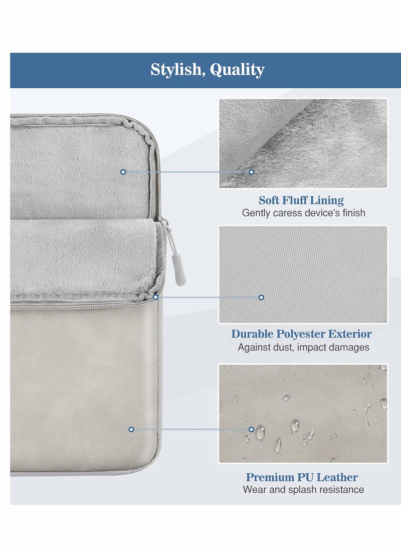 Light Gray 9-11 Inch Tablet Sleeve Case for iPad Pro, Galaxy Tab, Surface Go - Protective, Stylish & Convenient with Pocket - Image 3