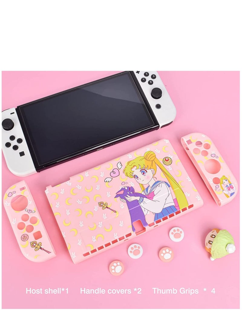 Captaintech Protective Case for Nintendo Switch, Switch OLED Protective Case Silicone Soft Cover Shockproof Pink Skin Joy Con Shell - Image 2