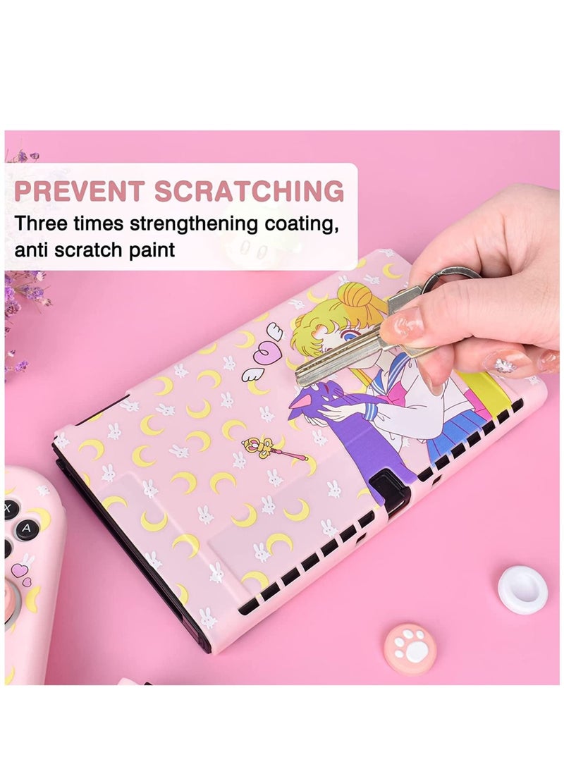 Captaintech Protective Case for Nintendo Switch, Switch OLED Protective Case Silicone Soft Cover Shockproof Pink Skin Joy Con Shell - Image 5