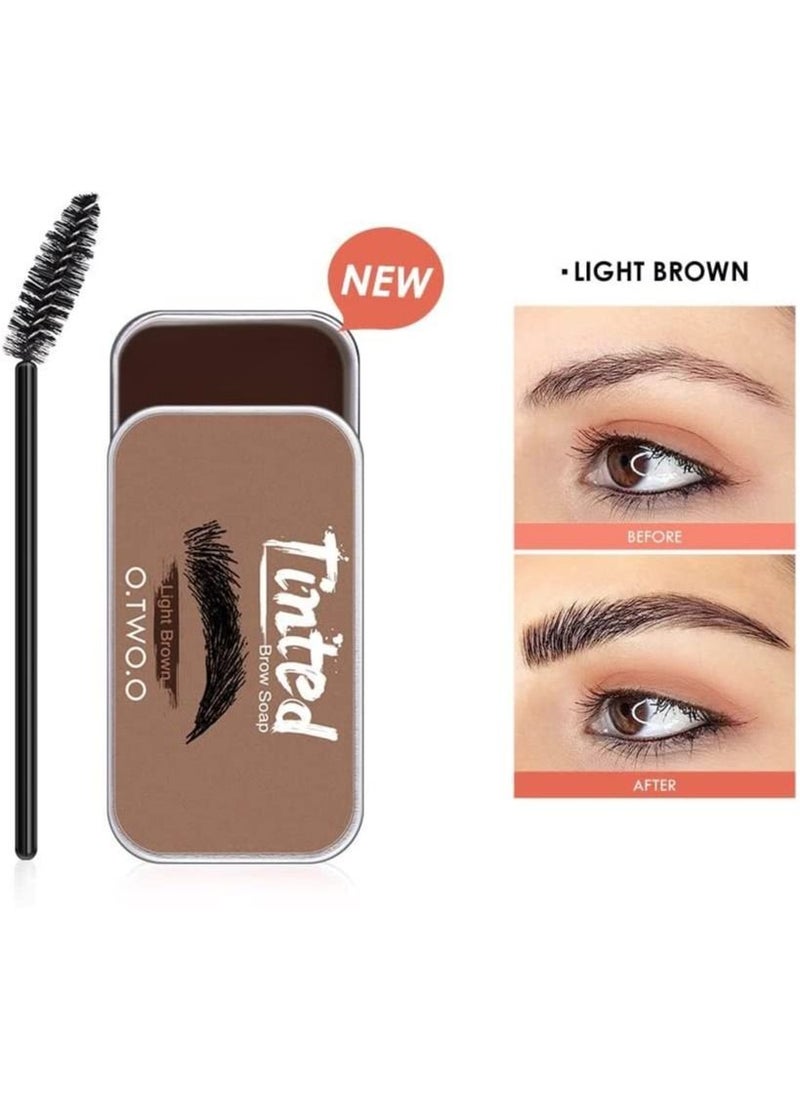 O.TWO.O Tinted Eyebrow Styling Soap with Blade and Brush 15g (Light Brown)  - Image 2