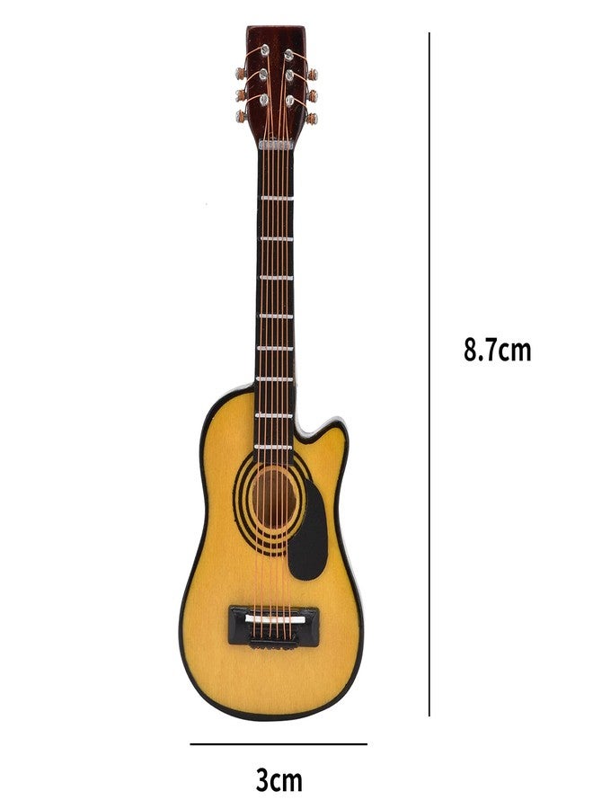 Zerodis 1/12 Scale Dollhouse Miniature Guitar Mini Musical Instrument Wooden Model Replica Festival Decoration Dollhouse Accessories(Ballad Guitar) - Image 4