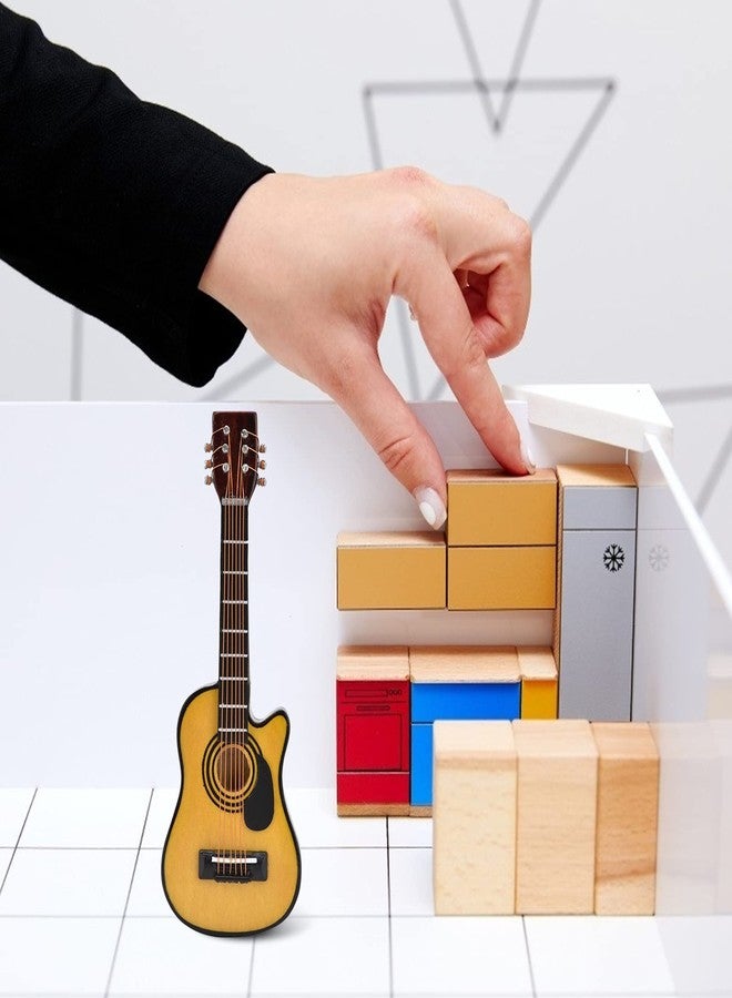 Zerodis 1/12 Scale Dollhouse Miniature Guitar Mini Musical Instrument Wooden Model Replica Festival Decoration Dollhouse Accessories(Ballad Guitar) - Image 5