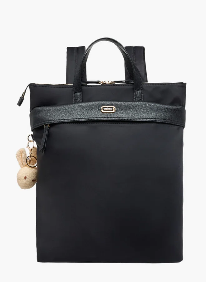 MISSY Solid Backpack with Adjustable Straps and Zip Closure - 32x13x34 cm