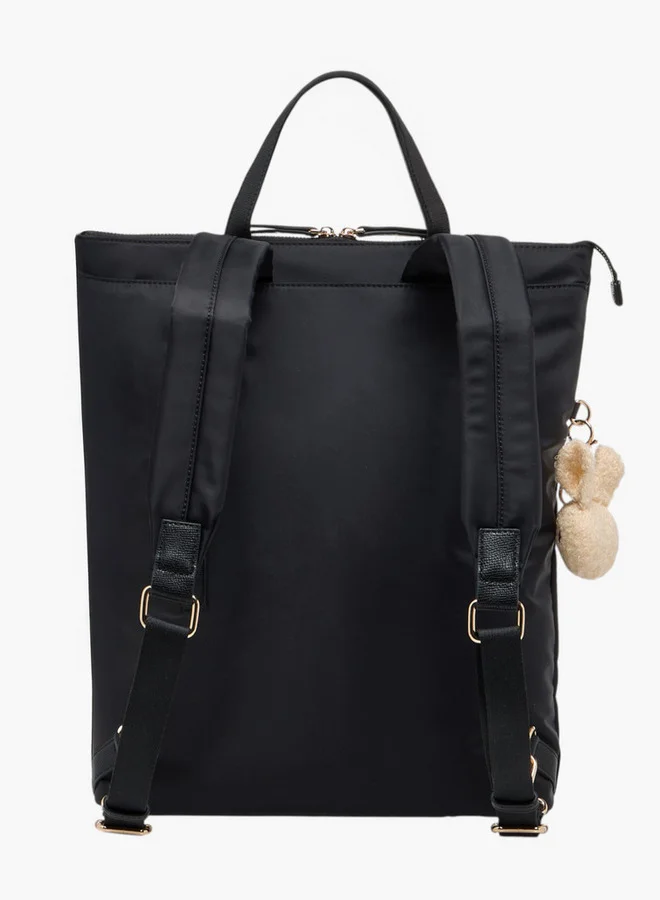 MISSY Solid Backpack with Adjustable Straps and Zip Closure - 32x13x34 cm
