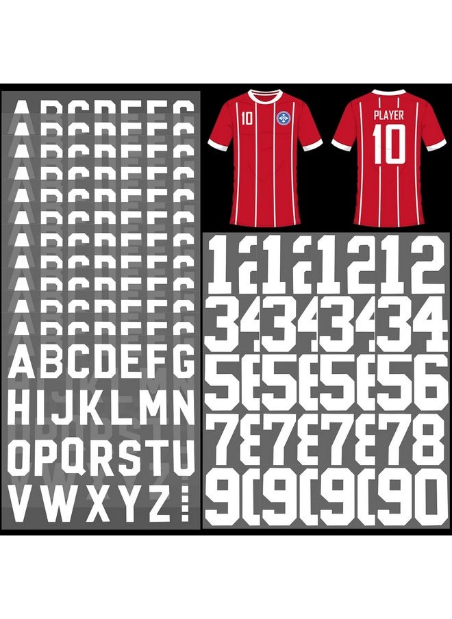 Woanger - 32 Sheets 400 Pieces 8 Inch Iron On Numbers 2 Inch Iron On Letters Set 09 Jersey Numbers Iron On Az Heat Transfer Letters For Clothing Team Uniform Sports T Shirt Football Basketball White - Image 1