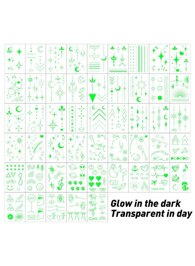 Everjoy Luminous Temporary Tattoos for Women, Luminescent Minimalist Small Finger Tattoos, Tiny Boho Decorations, Fine Line Art, Fake Tattoo Sticker Set for Children and Women - Image 2