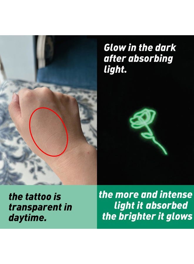Everjoy Luminous Temporary Tattoos for Women, Luminescent Minimalist Small Finger Tattoos, Tiny Boho Decorations, Fine Line Art, Fake Tattoo Sticker Set for Children and Women - Image 3