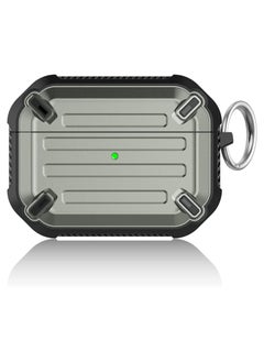 Generic Hard Shell Shockproof Case TPU Protective Case Compatible with Apple Airpods 3 Wireless Charging with Carabiner Front LED Visible (Oily Green)  - Image 2