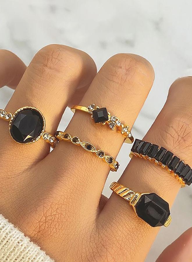 Styli Set of 5 - Embellished Black Gem Rings