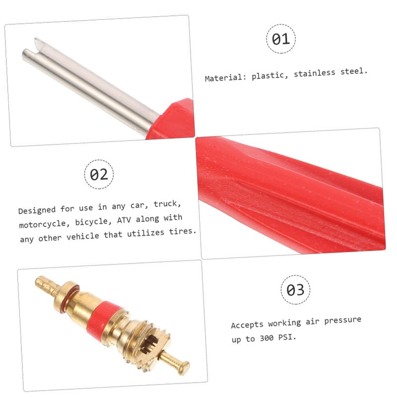 Heavy Duty Tire Valve Core Remover Tool For Trucks Motorcycles Bicycles With Replacement Cores - Image 4