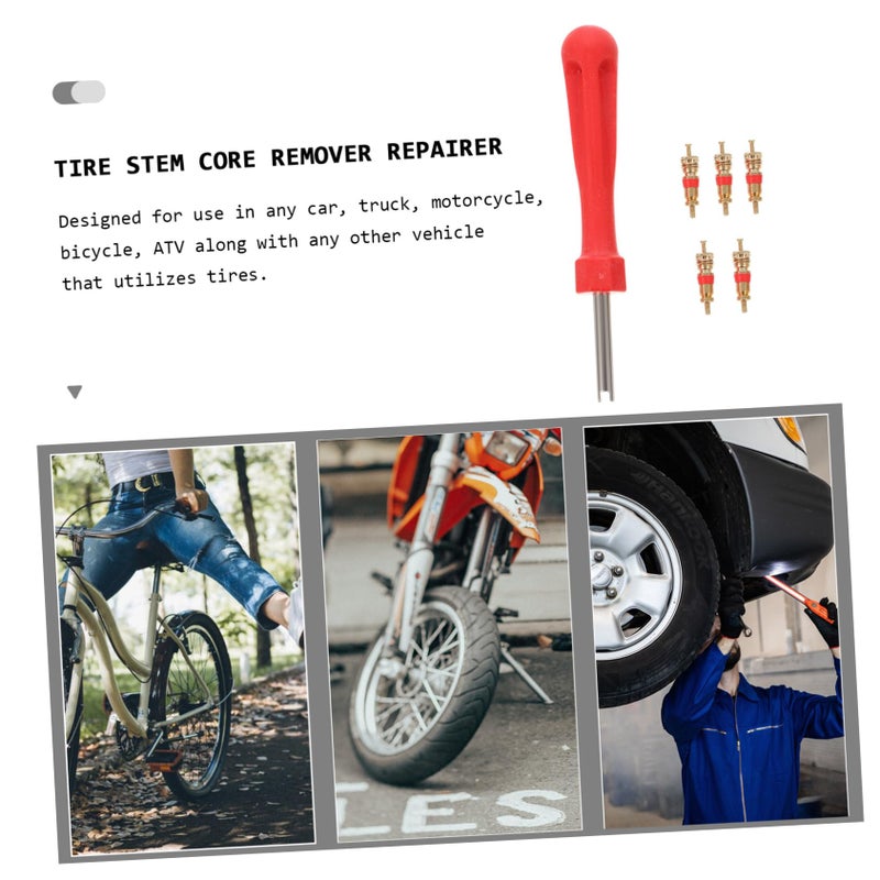 Heavy Duty Tire Valve Core Remover Tool For Trucks Motorcycles Bicycles With Replacement Cores - Image 5