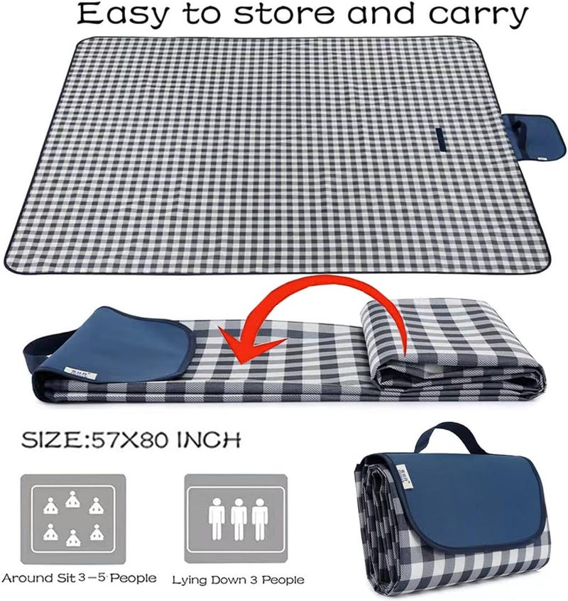 RUIBOLU Large Picnic Blanket Beach Blankets, 80''x60'' Picnic Mat Waterproof Sand Proof Foldable Portable for Outdoor Camping Hiking Travel Grass Park Music Festival Lawn Mats - Image 5